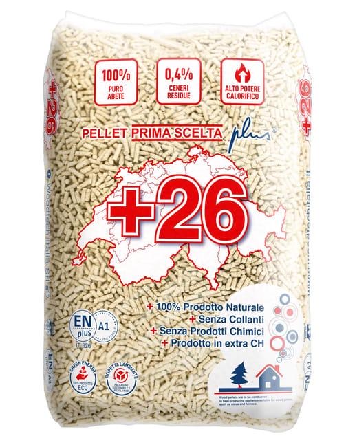 Pellet Swiss+26 ENplus A1 72 sacchi da 15 kg in abete