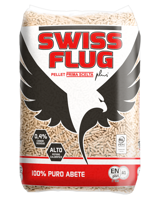 Pellet Swiss Flug ENplus A1 72 sacchi da 15 kg in abete